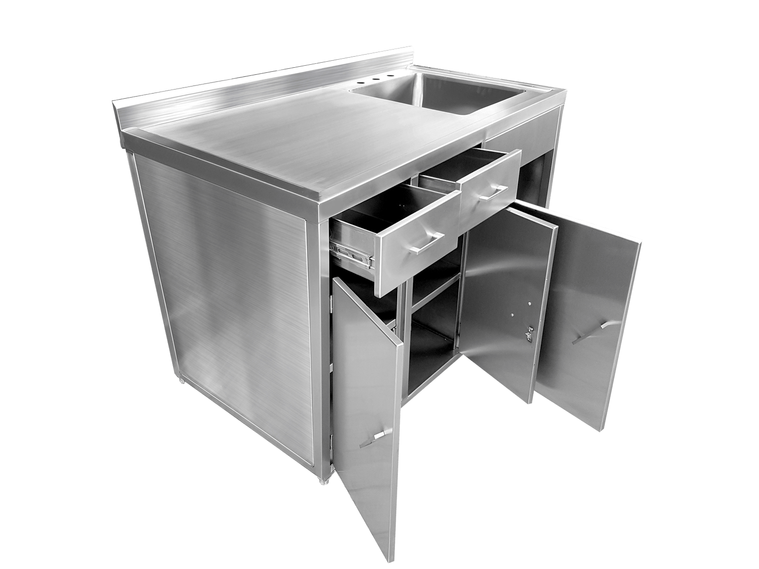 Armario De Cocina Comercial De Acero Inoxidable Con 2 Cajones - Medidas 50x60x95 Cm, Patas Ajustables