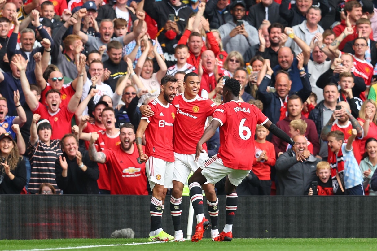 Bruno Fernandes, Mason Greenwood and Paul Pogba