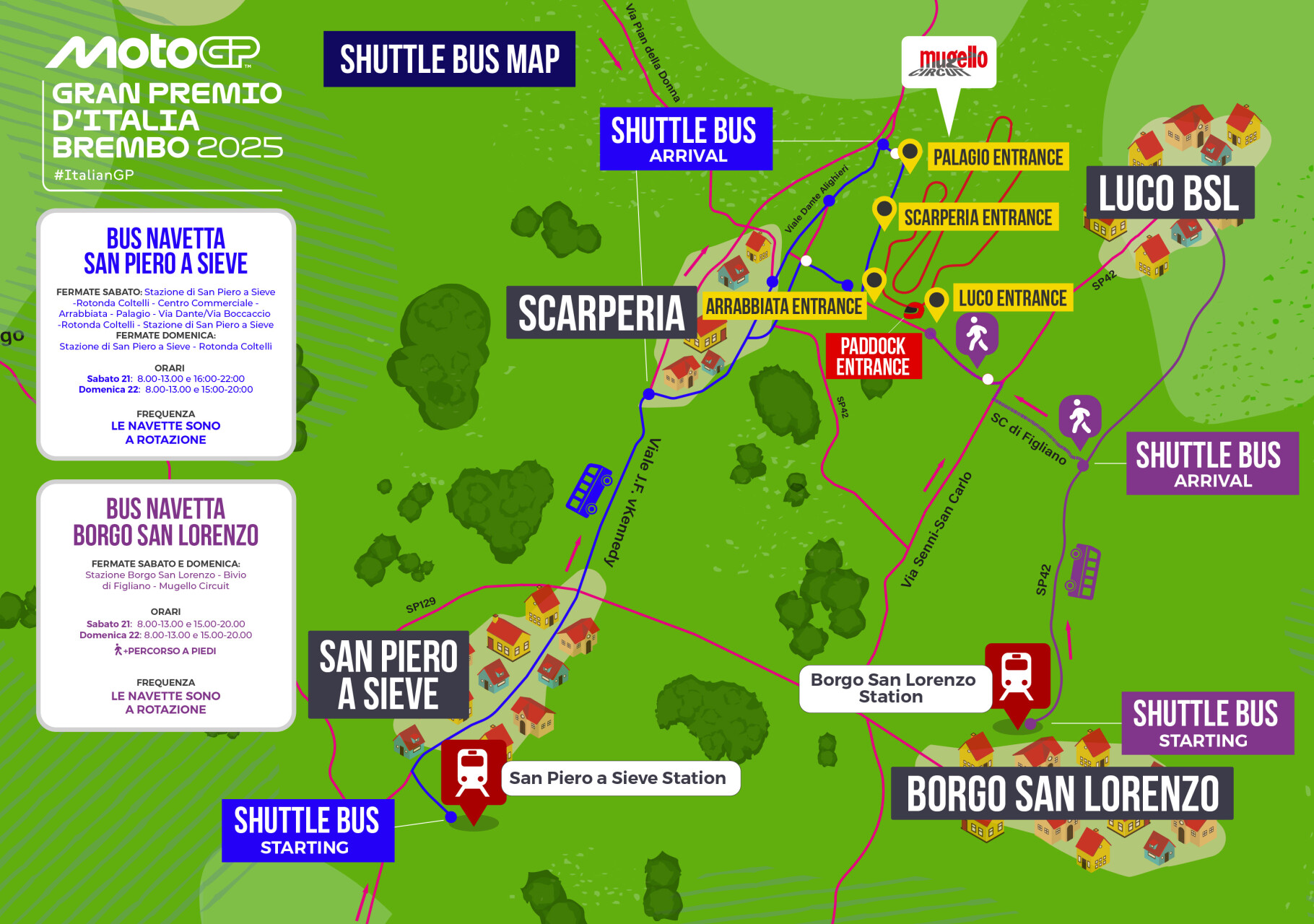 Mugello Circuit Mappa Bus Navetta Shuttle Bus Map 2025 