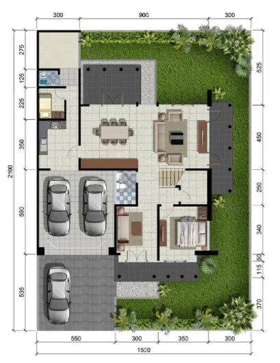 Desain Rumah Minimalis 2 Lantai Dengan Kebun