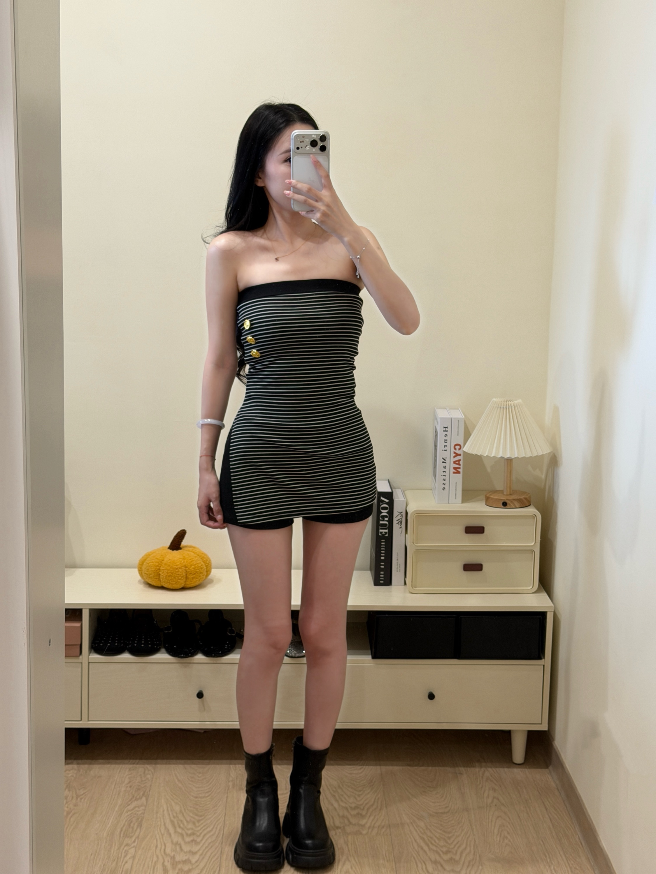 26FW｜條紋平口鈕扣套裝