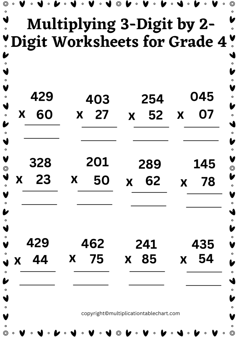 Multiply 3-digit number by 2-digit number worksheet grade 4