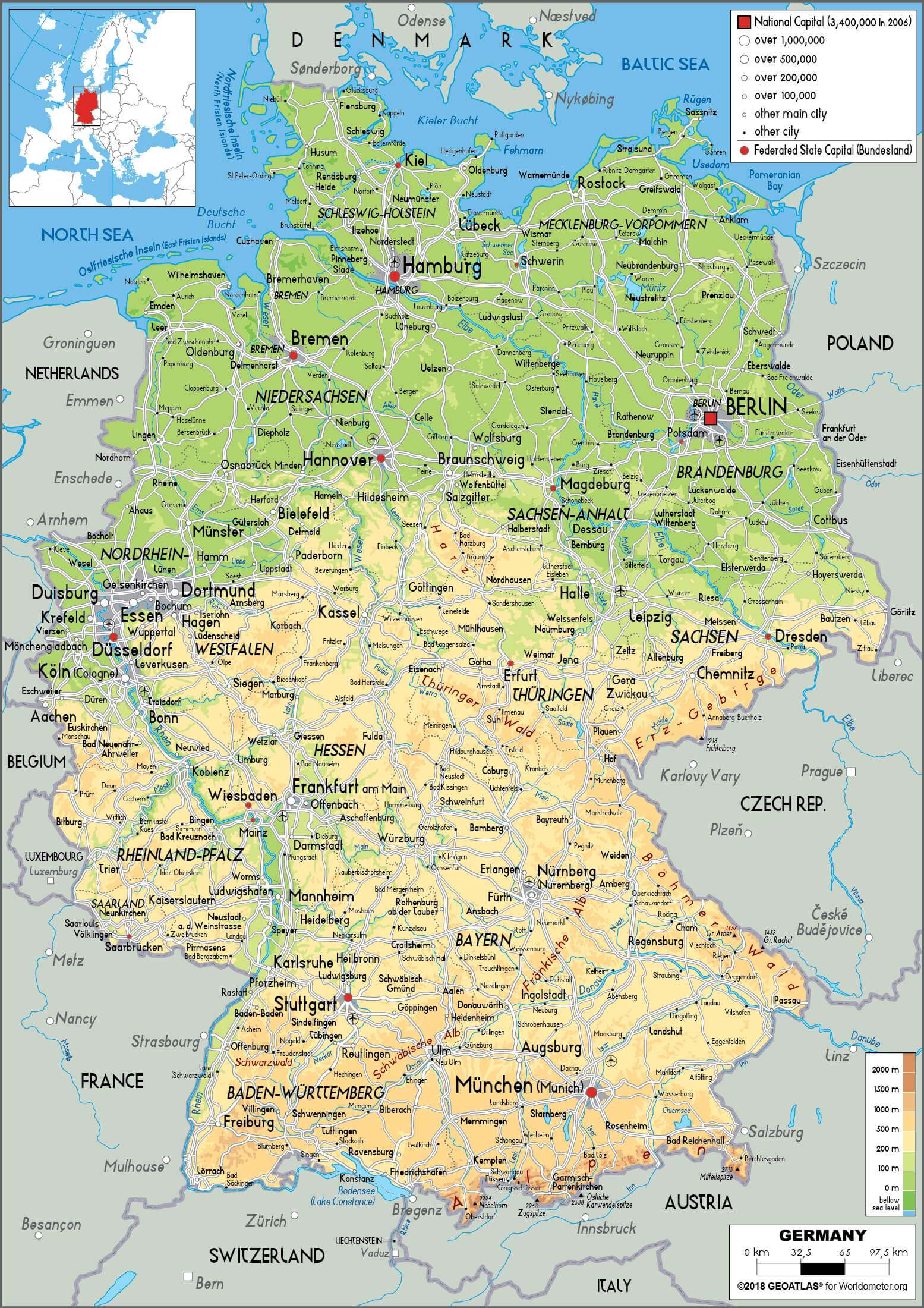 Map Of Germany To Print Download FREE Germany Physical Map 0000 2 