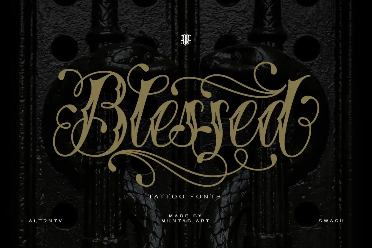 Blessed | Traditional Tattoo Fonts