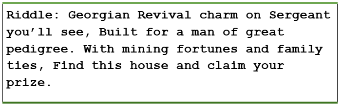 Murphysburg Treasure Hunt clue graphic 5
