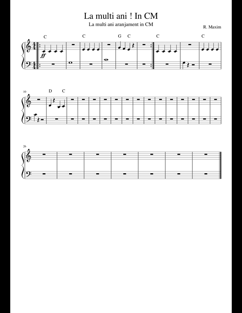 With tenor, maker of gif keyboard, add popular la multi ani animated gifs to your conversations. La Multi Ani In Cm Sheet Music For Piano Solo Download And Print In Pdf Or Midi Free Sheet Music Musescore Com