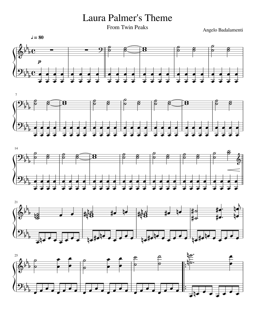 Twin Peaks Theme Sheet Music For Piano Solo Musescore Twin Peaks Theme Sheet Music For Piano Solo Musescore