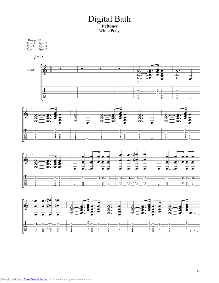 Chordify is your #1 platform for chords. Digital Bath guitar pro tab by Deftones @ musicnoteslib.com