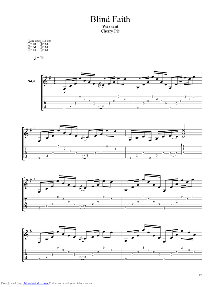 Lane returned to the band for a 2008 reunion tour but by the end of the year, he and the band parted ways for the second time. Blind Faith guitar pro tab by Warrant @ musicnoteslib.com
