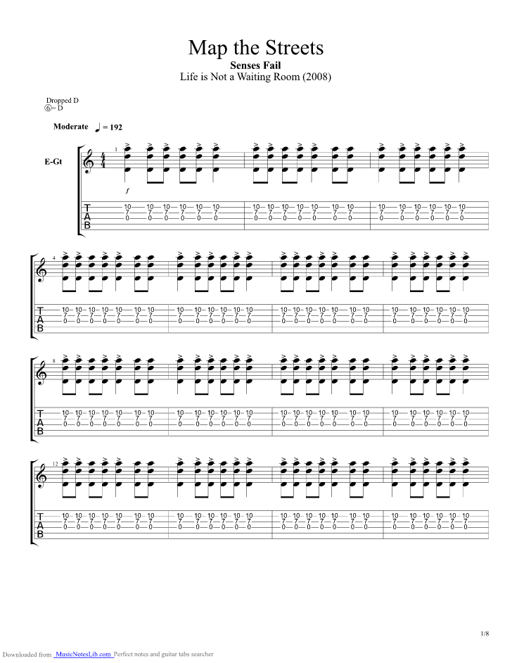 Map The Streets Guitar Pro Tab By Senses Fail Com 94C86724.1 