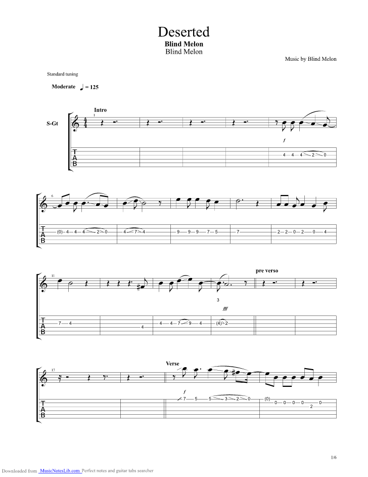 The duchess of cambridge and prince william returned to the university, where they met two decades ago. Deserted guitar pro tab by Blind Melon @ musicnoteslib.com