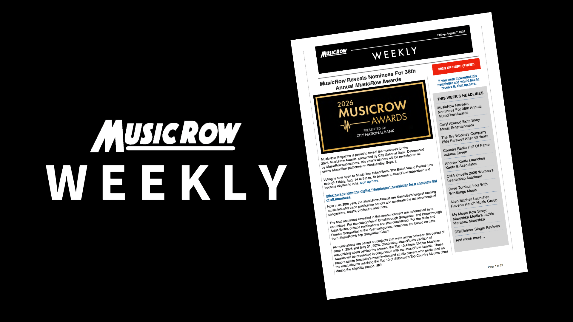 MusicRow Awards 2026 Nominees Revealed! | MusicRow Weekly News (2026)