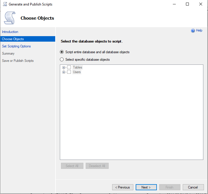 SQL Database Create Script Oluşturmak -Wizard-SelectObjects – Mustafa ...