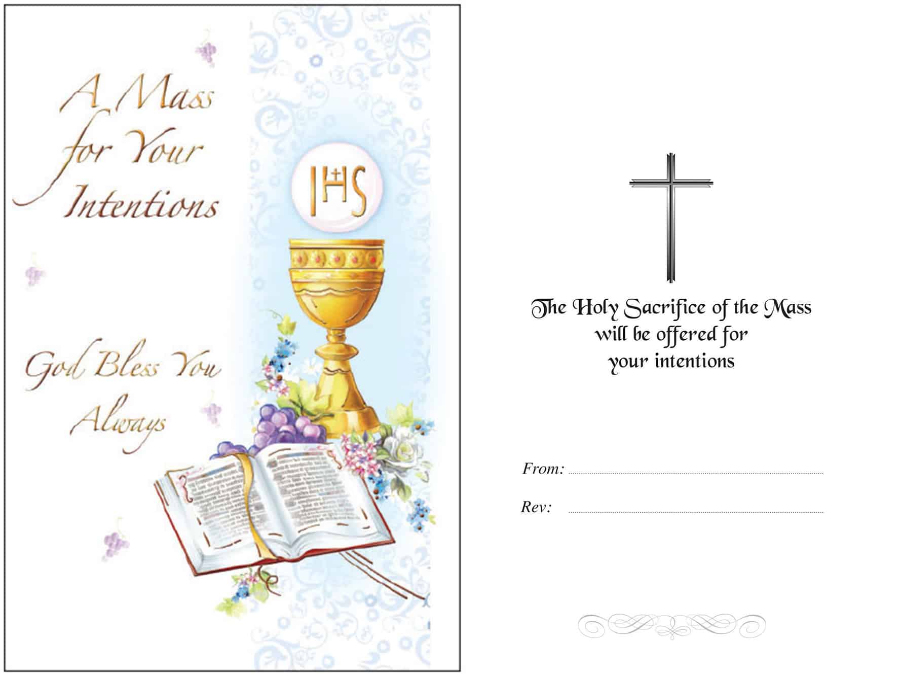 Reserve a special mass restrooms sacrament of penance scavi tour (necropolis), seeing the pope sistine chapel tomb of john paul ii tours vatican museum Mass Intention Card | Mustard Seed Bookshop