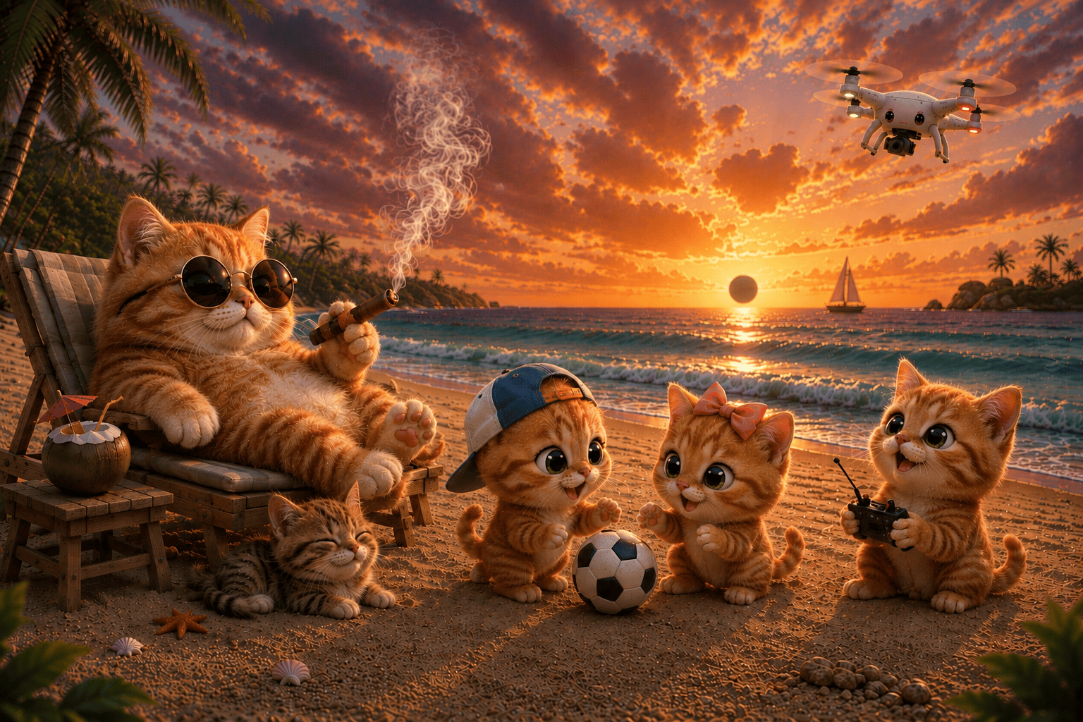 Cats on the beach