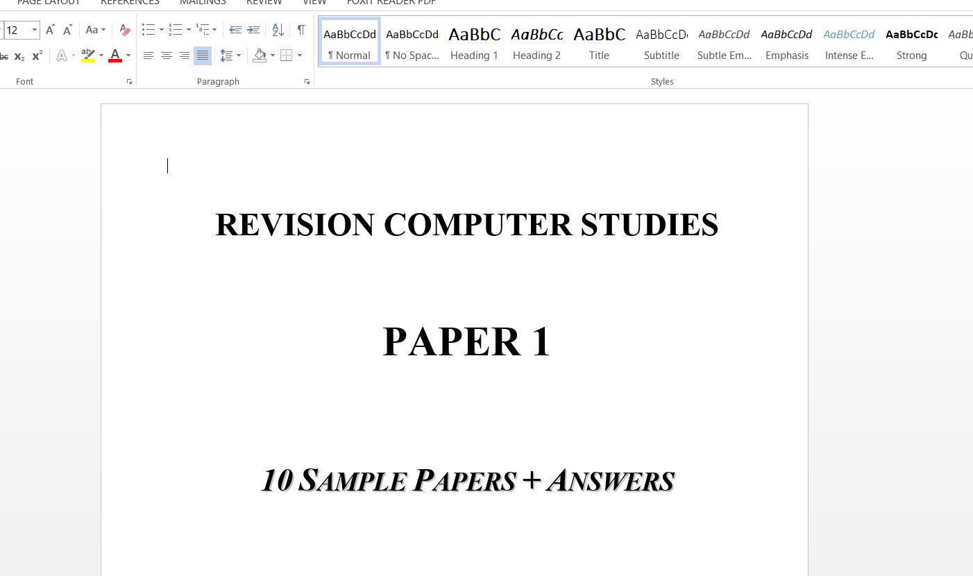 Computer Paper 1 Revision Questions with Answers - Muthurwa.com