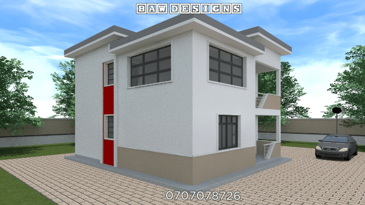 3 bedroom flat roof maisonette house plan