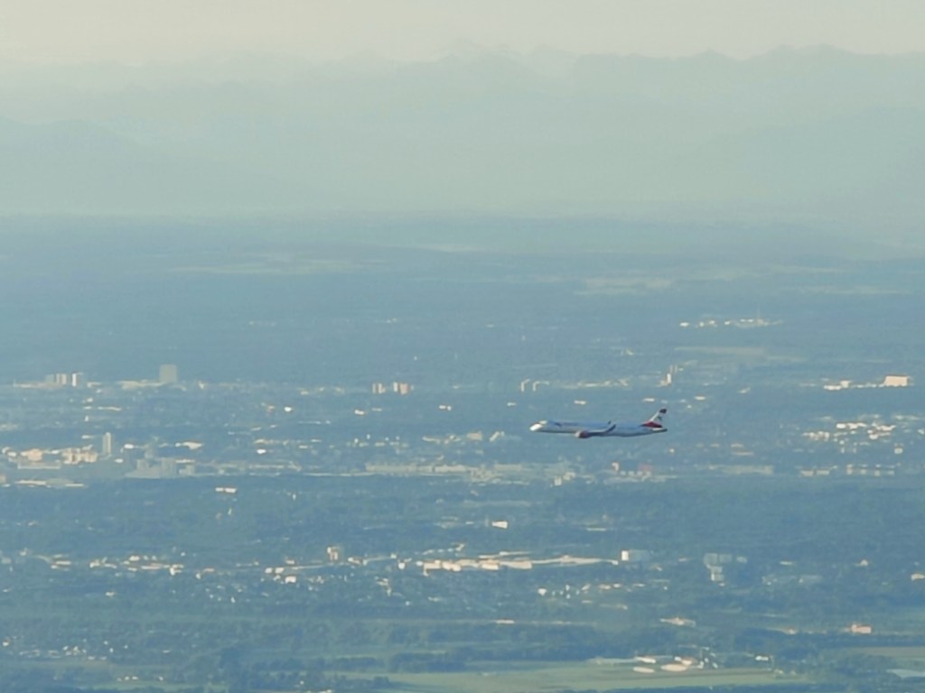 Munich Airport approach after a long night flight with kids
