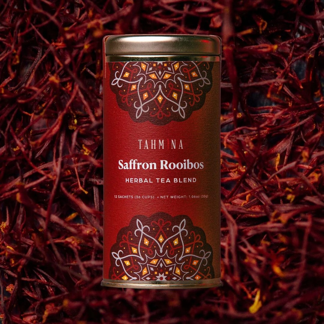 Saffron Rooibos Caffeine Free Herbal Tea Blend (Sachets)｜1ケース（6缶入り）