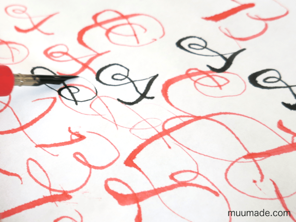 Fun with Calligraphy - calligraphy letters in black and red