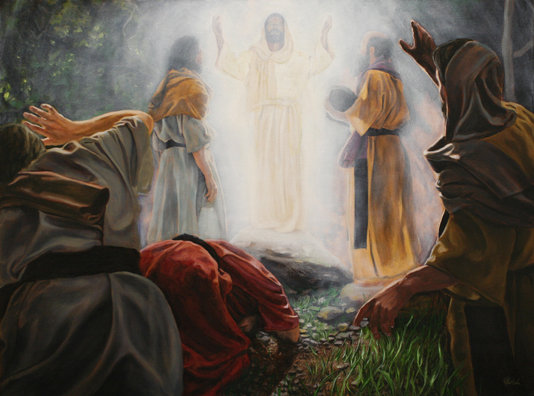 Resultado de imagen de jesus en la montaÃ±a en el encuentro con Moises y Elias imagenes