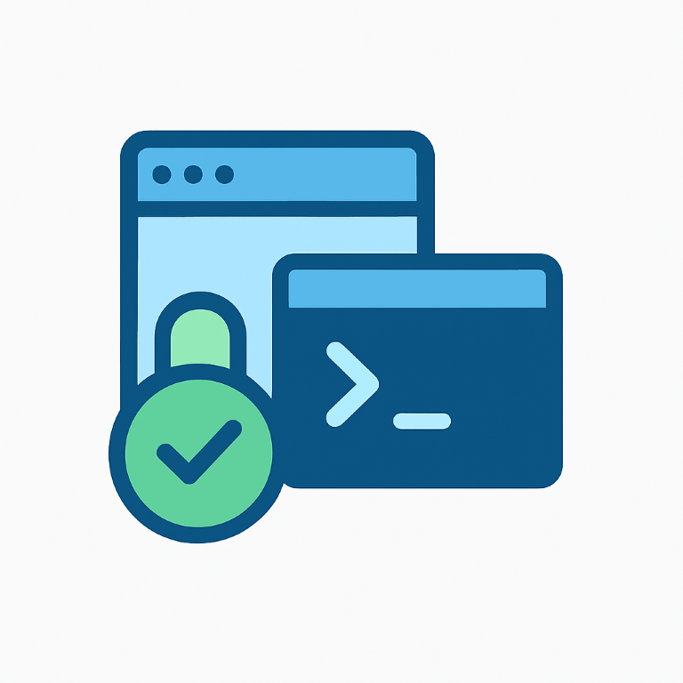 Software interface icon showing GUI window and command-line terminal for dual-mode email backup tool