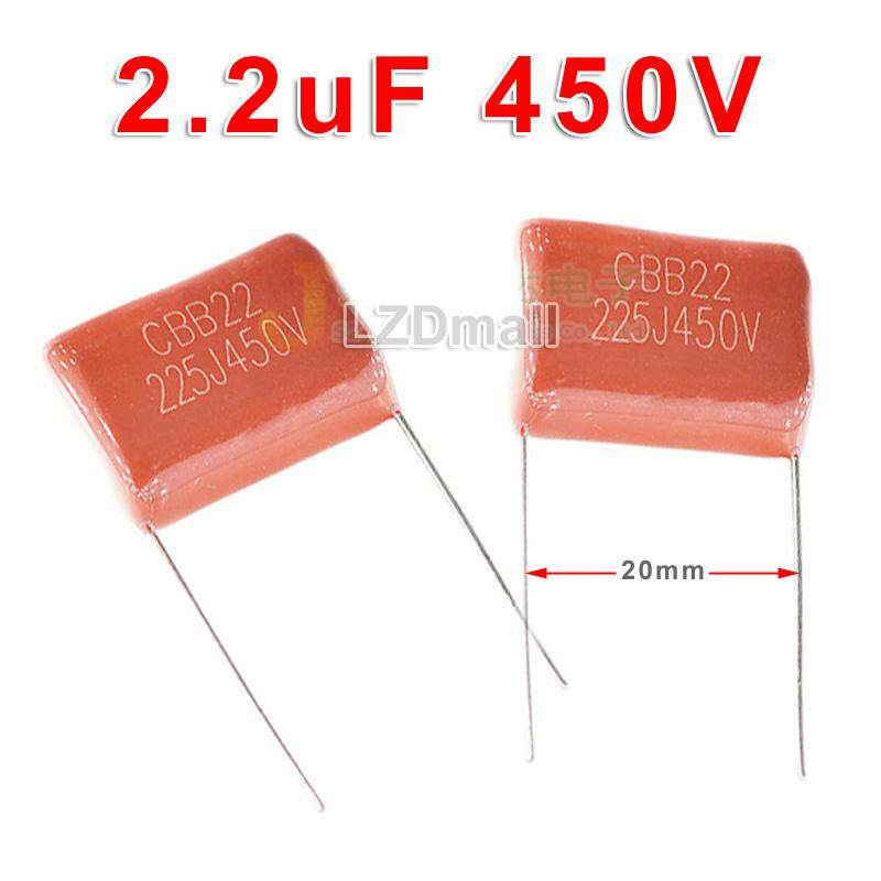2pcs Cbb Capacitor 225j 450v 225 2 2uf Cbb21 Cbb22 Metallized Polypropylene Film Capacitor Pitch 20mm