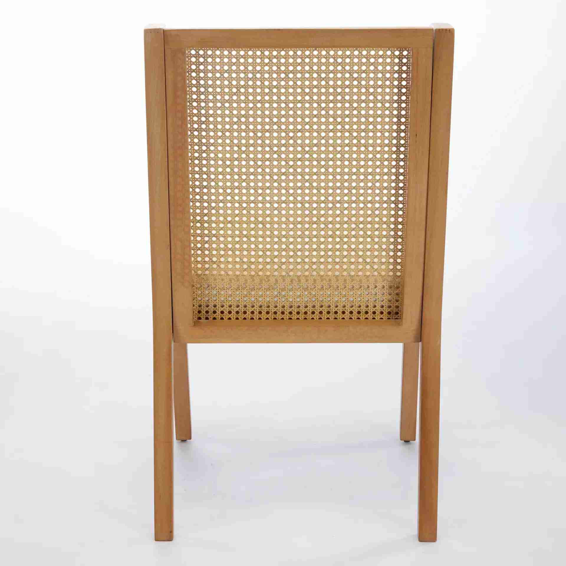 Rattan Dining Chairs with Solid Wood Frame, Decorative Armrests and Linen Seat