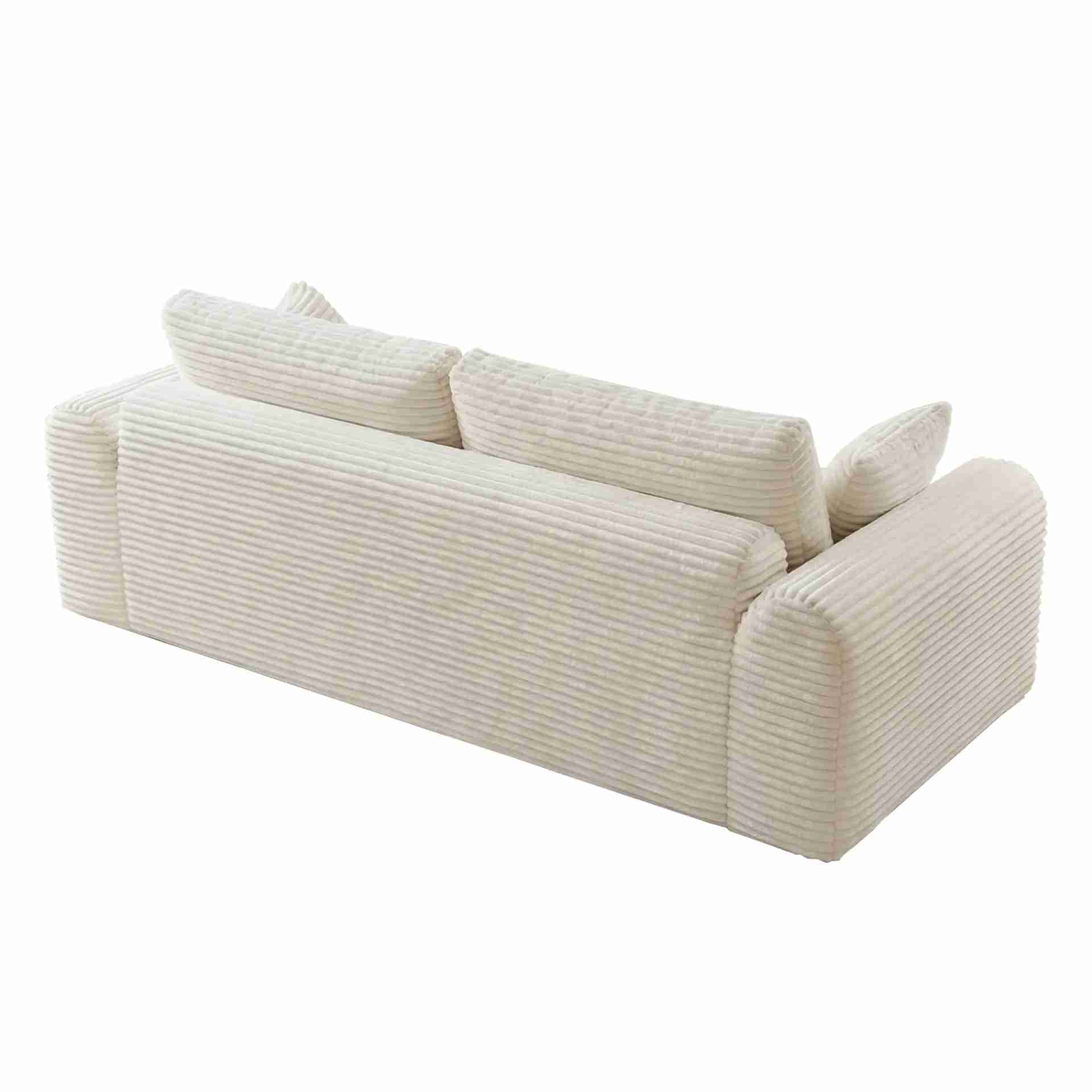 3 Seater Couch, Corduroy Boneless Couches for Living Room,26.4' Cloud Couch with Deep Seat,Comfy Floor Sofa with 2 Pillo
