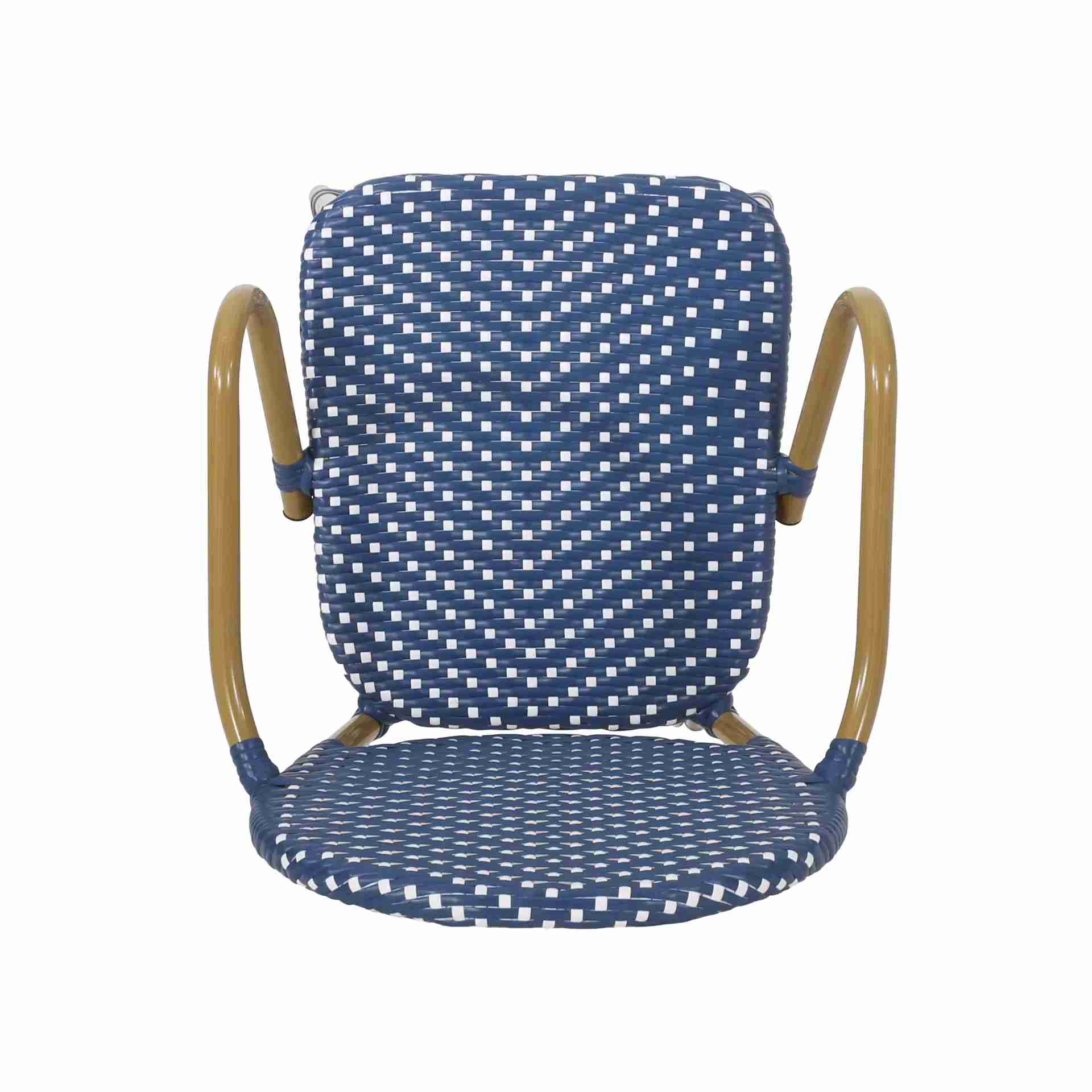 Outdoor Wicker and Aluminum 29.5" French Barstools with Bamboo Print Finish, Set of 2
