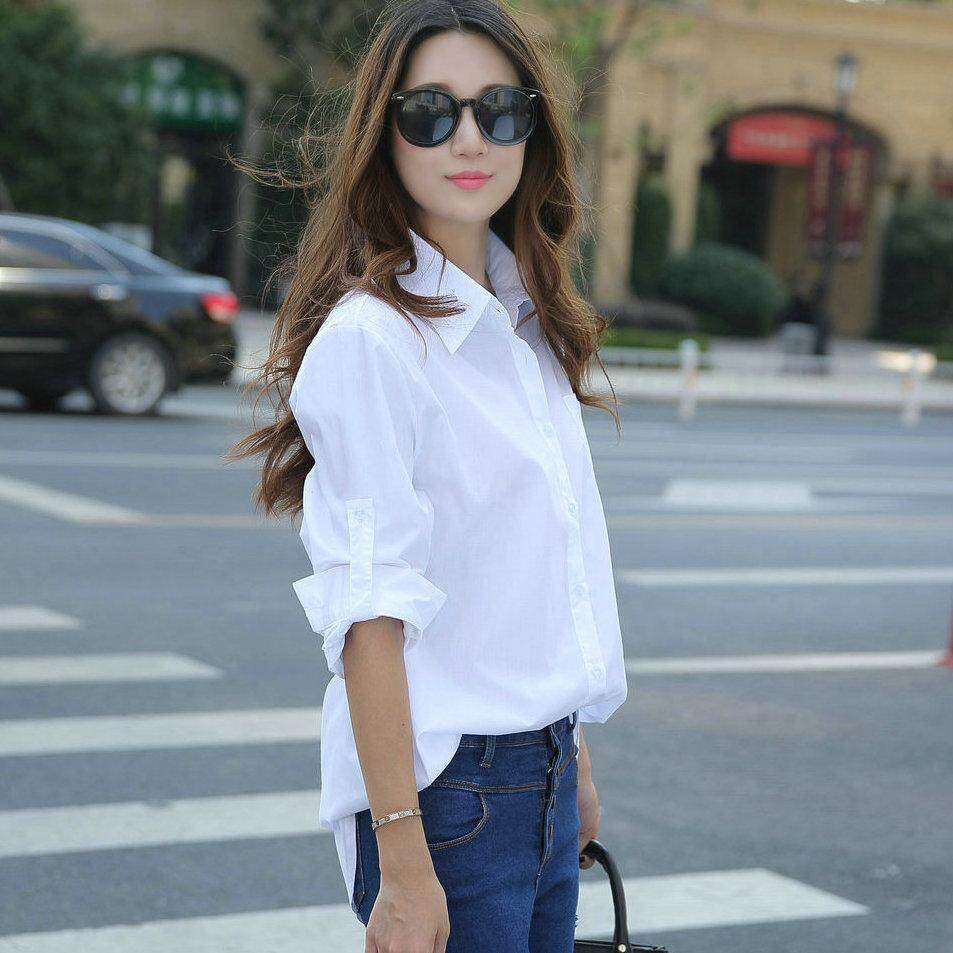 White long sleeve polo womens ootd