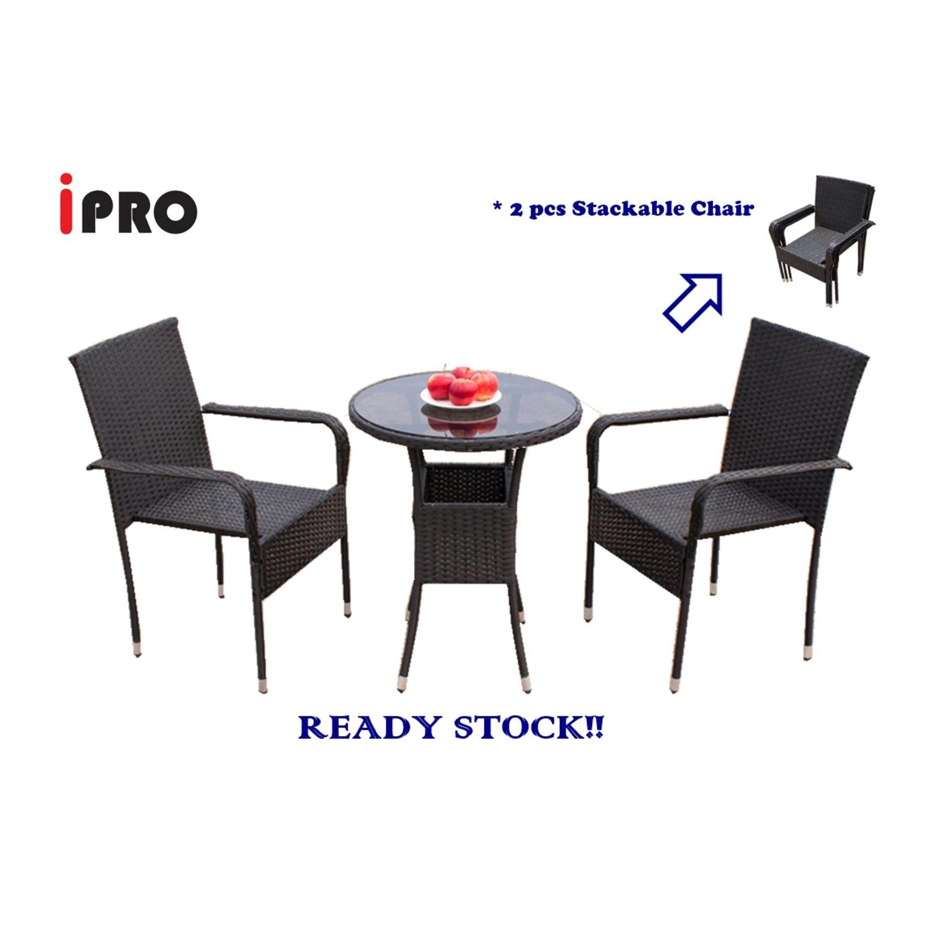 Synthetic Rattan Chair And Table With Glass Table Top For Garden Set Kedai Perabot Sin Hup Fatt Ipoh