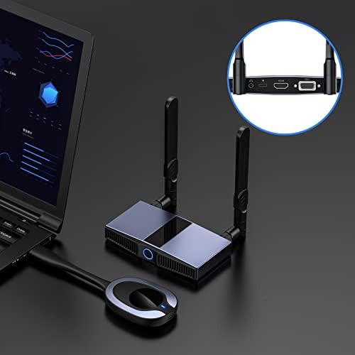 Wireless HDMI Transmitter and Receiver, Wireless HDMI Extender Kit, HDMI Dongle Adapter Support 4K@30Hz,Support 2.4/5GHz for Streaming Video/Audio from Laptop, PC, Smartphone to HDTV/Projector