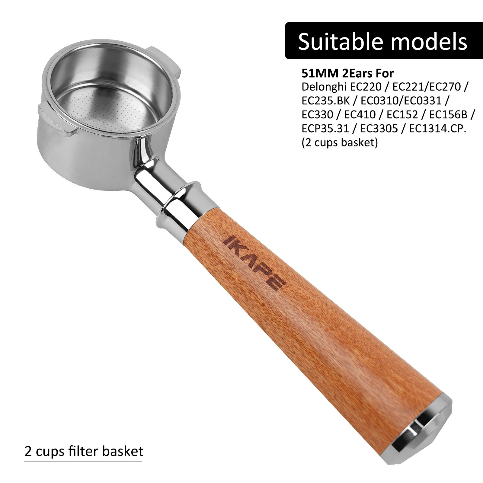 IKAPE Ahşap Saplı 58mm Dipsiz Portafilter - Görsel 8