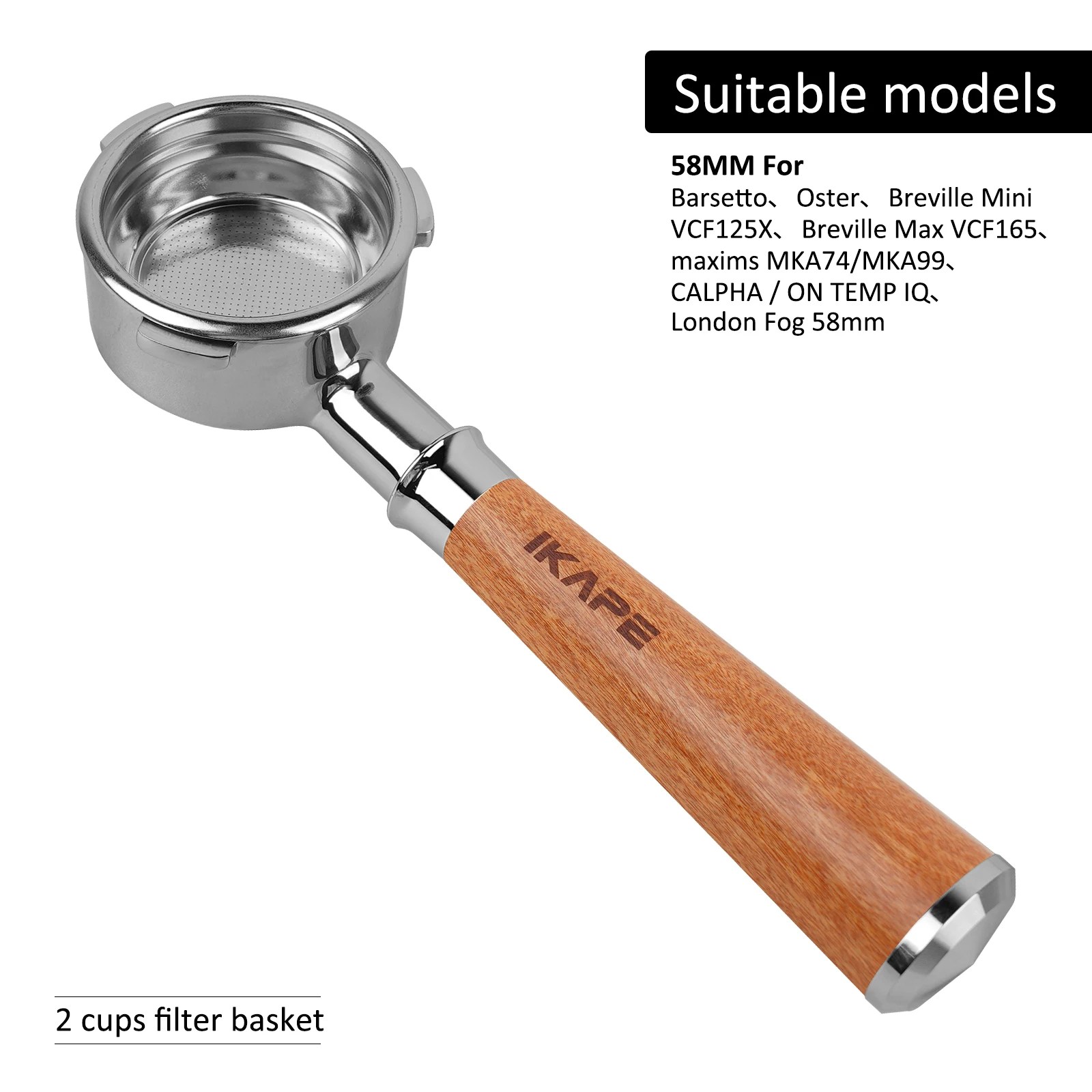 IKAPE Ahşap Saplı 58mm Dipsiz Portafilter - Görsel 12
