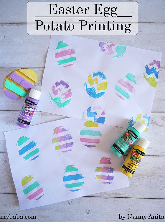 Easter egg potato printing
