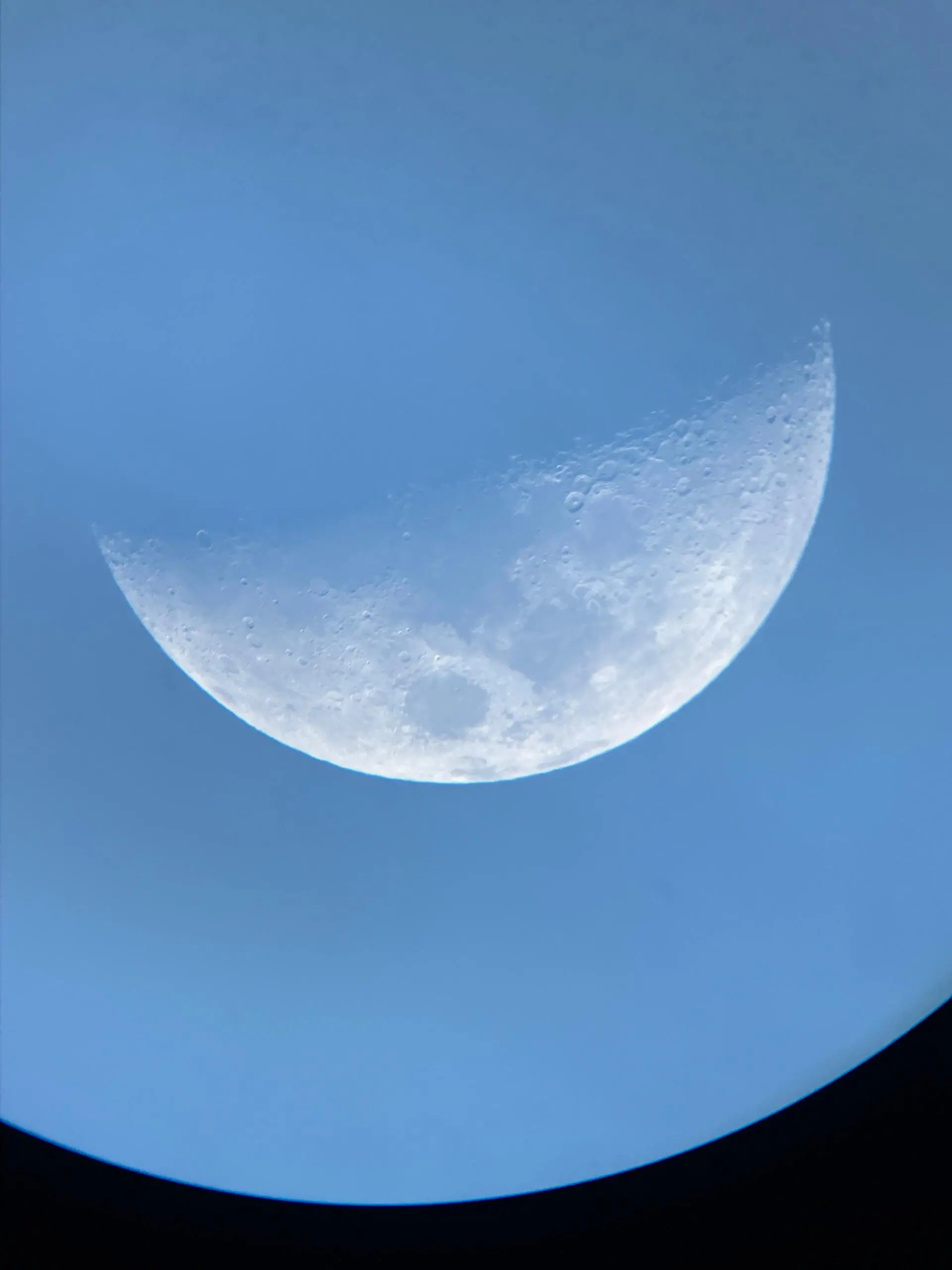 A moon shot through Vera, Wilmore's telescope. Courtesy of Robert Wilmore