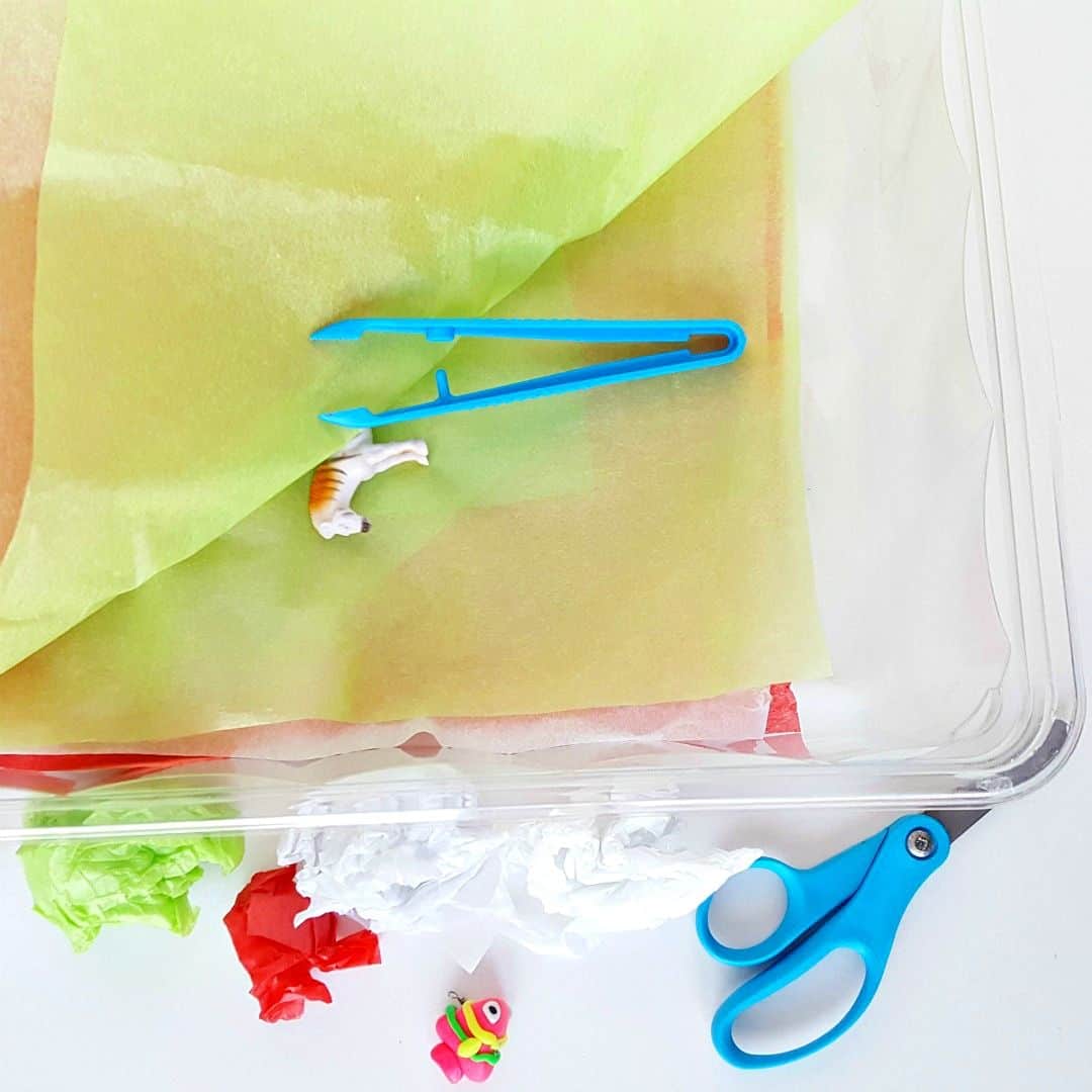 Tissue Paper Sensory Bin for Toddlers My Bored Toddler