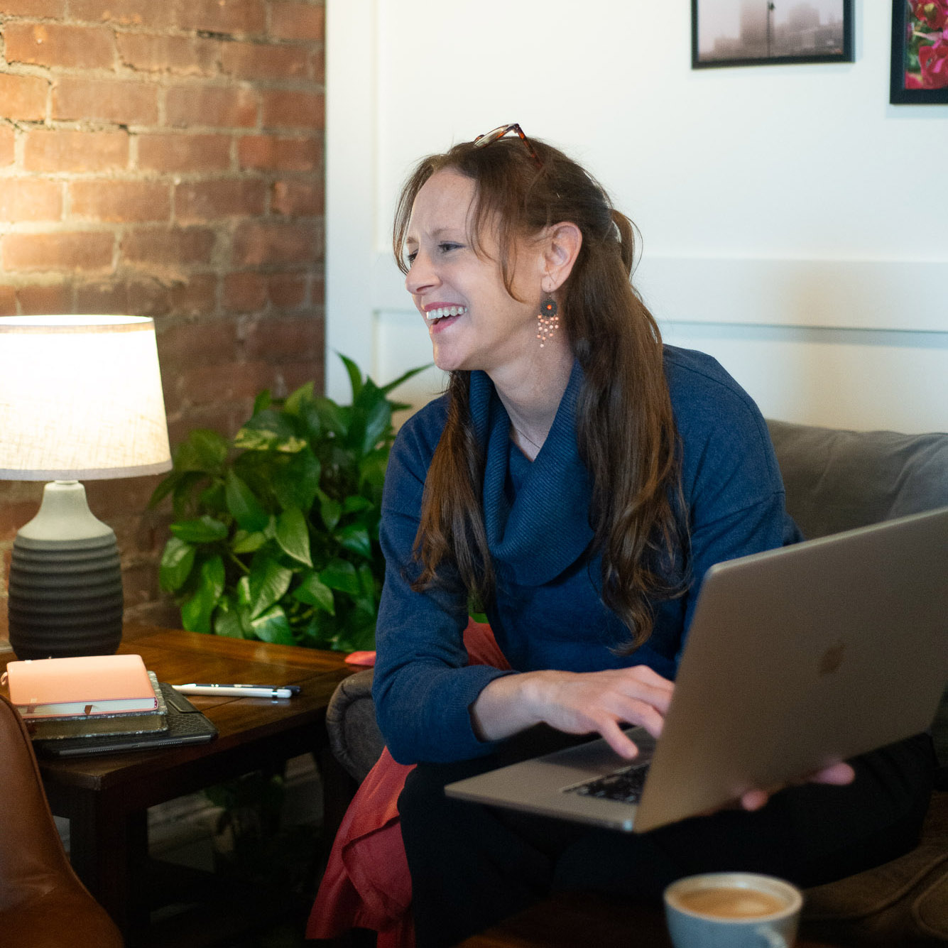 Amy working with client