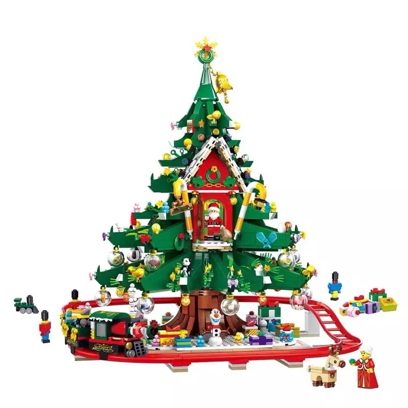 Christmas Tree House With Train SX88013 Building Blocks