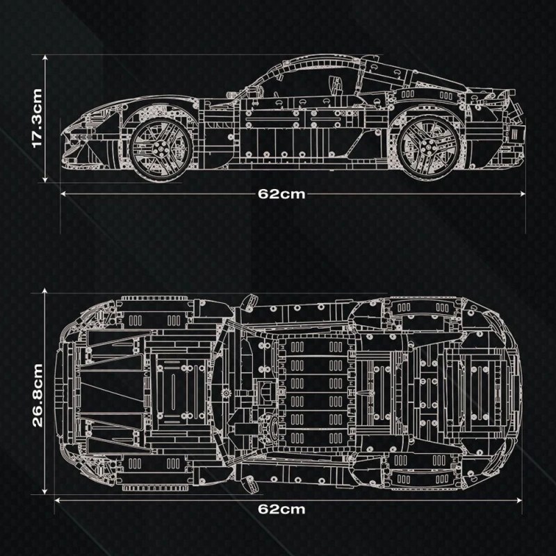Reobrix 11010 Maserati GranTurismo Blue 1:8 Technic Car Building