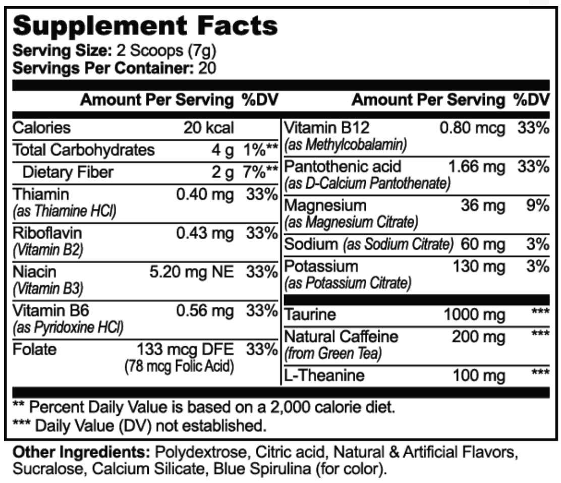 Mycelia Volt Energy supplement facts