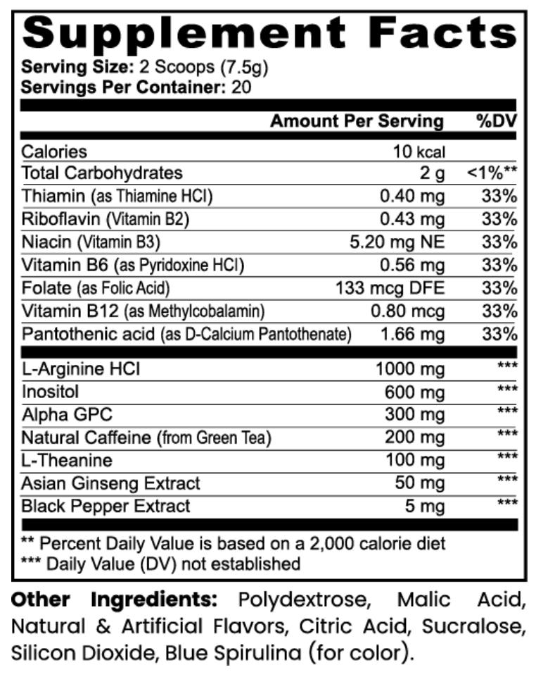 Mycelia Volt Focus supplement facts