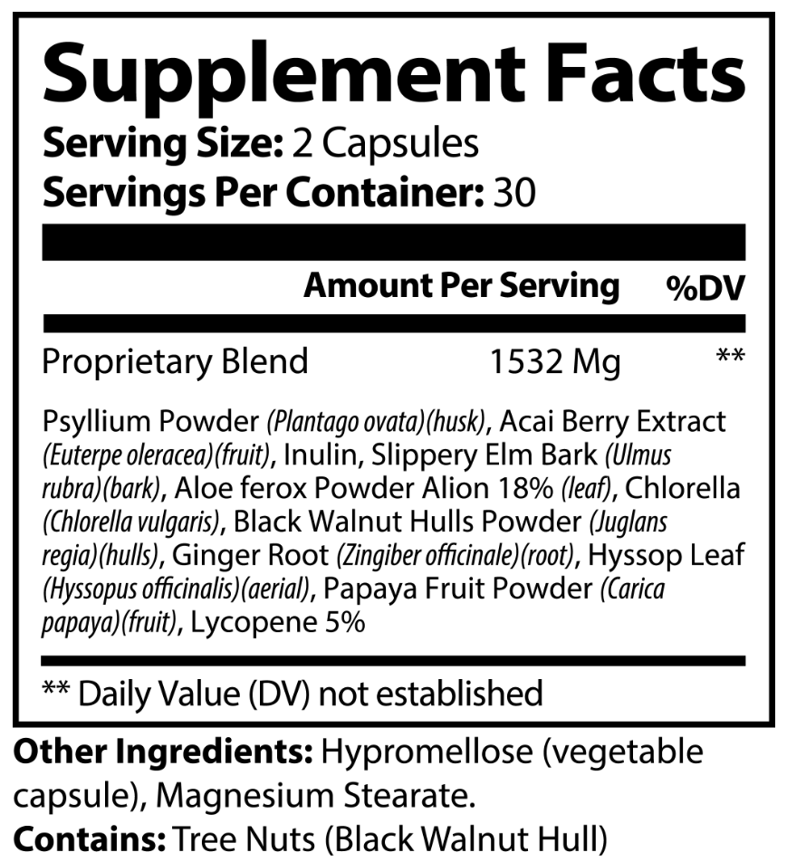 Mycelia Reset supplement facts