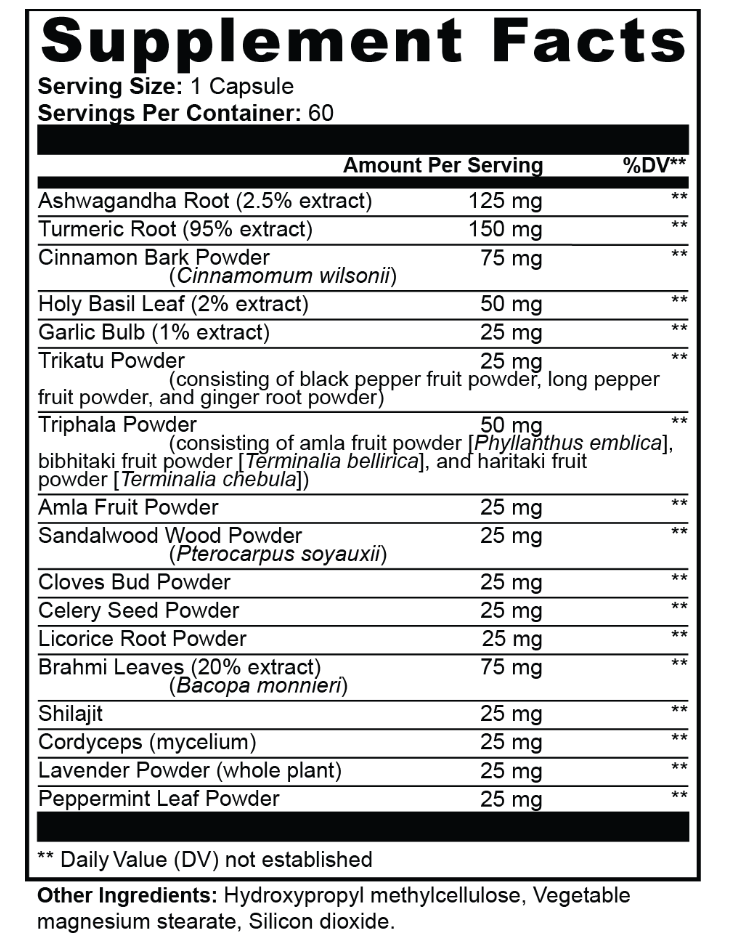 Mycelia Veda supplement facts