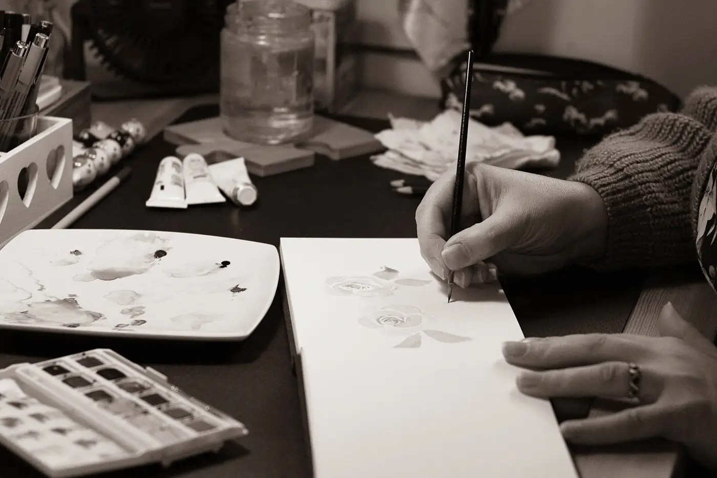 Painting watercolour florals during grief