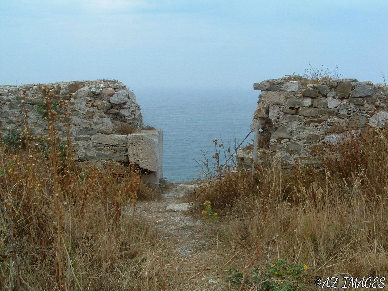 Broken upper wall of castle