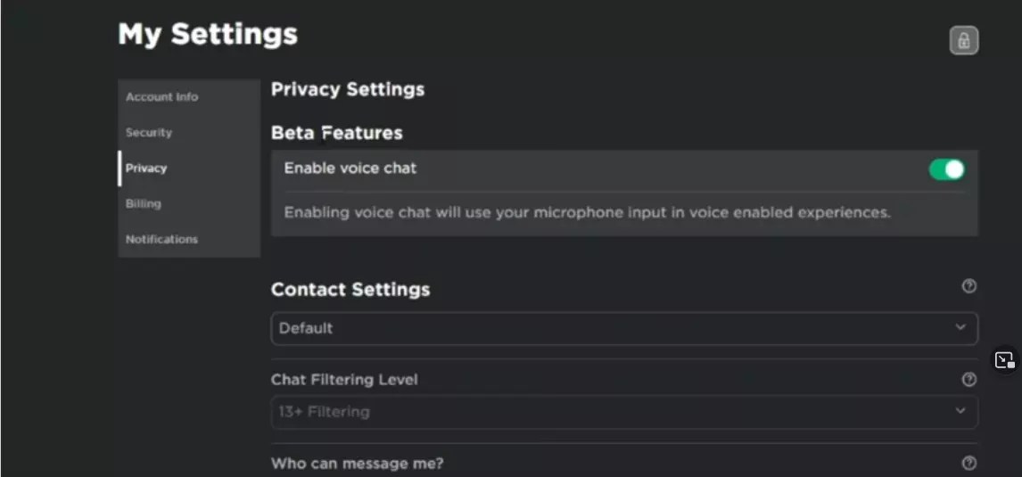Enable Voice Chat on Roblox