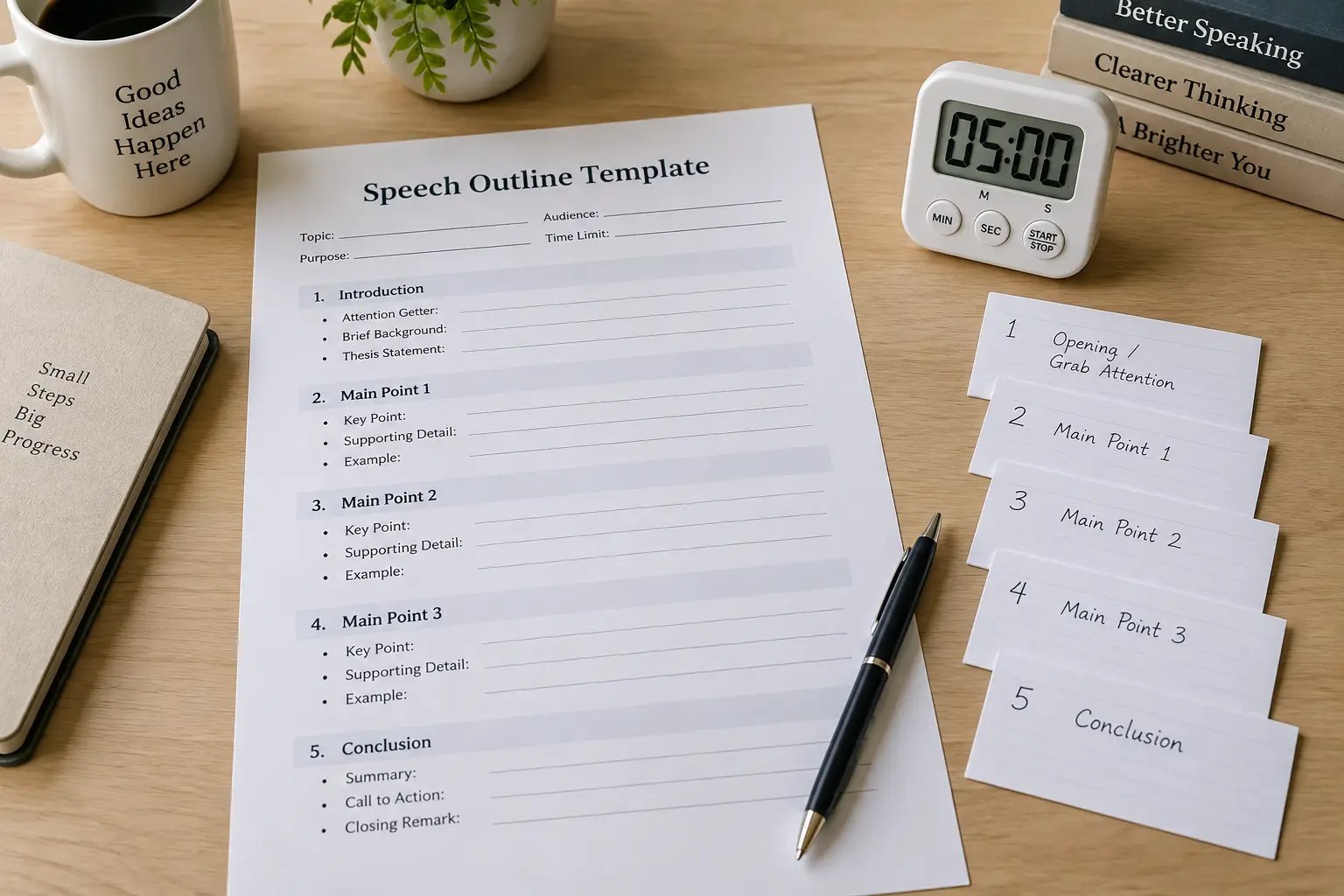 Printed speech outline template