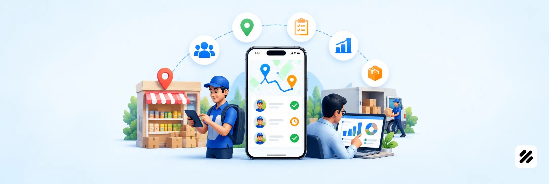 Field force management software connecting field sales employees with managers and sales activity data